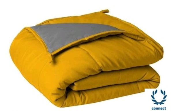 SIE 250 GSM Luxury Premium Microfiber Soft Reversable DOUBLE BED (90*100 INCH) All Season Comforter_Blanket/RAJAI/Quilt(Golden Yellow & Gray) - Free Size, Rajai, Golden Yellow & Grey, MicroFiber, Pack of 1